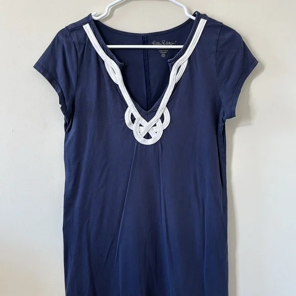 Lilly Pulitzer Brewster Dress Navy 100% Pima Cotton Size Medium - Picture 3 of 9